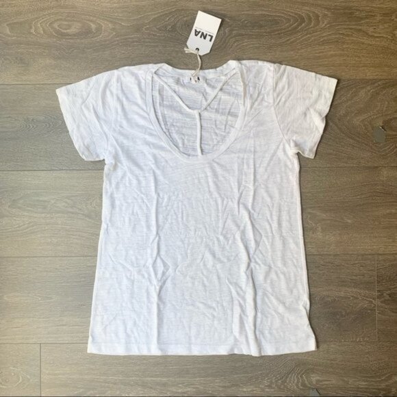 Revolve LNA Bondage Strap Tee T-Shirt White Short Sleeve Relaxed fit Strappy S - Picture 4 of 10